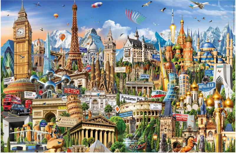 Educa Miniaturní puzzle Symboly Evropy 1000 dílků