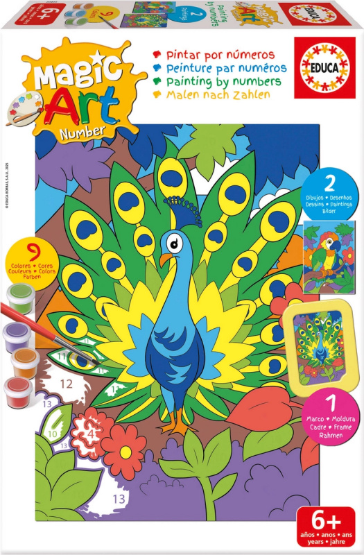 Educa malování podle čísel – páv a papoušek