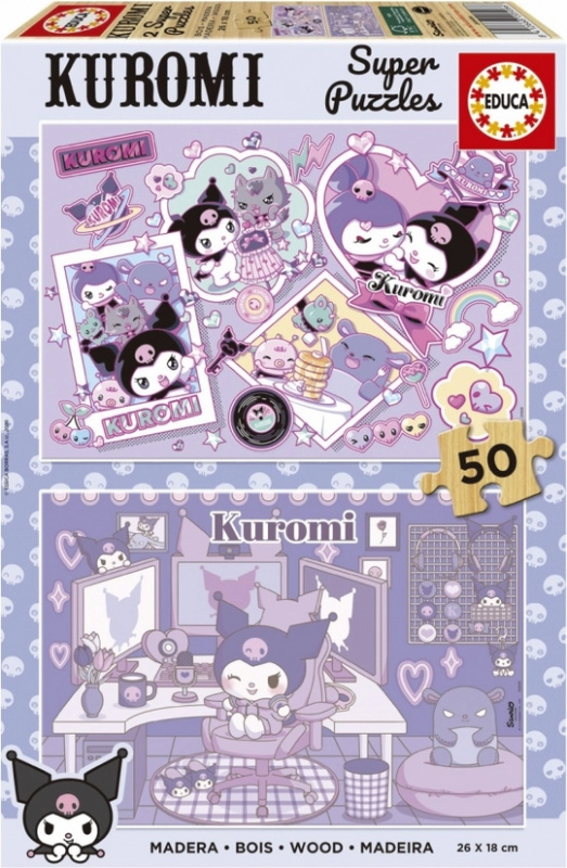 Educa dřevěné puzzle Kuromi 2×50 dílků