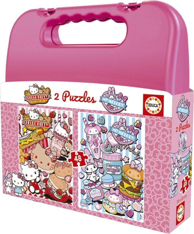 EDUCA Puzzle v kufříku Hello Kitty a přátelé 2 × 48 dílků