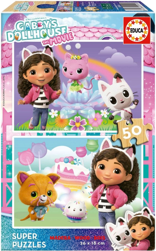 Educa dřevěné puzzle Gábinin kouzelný domek 2 × 50 dílků
