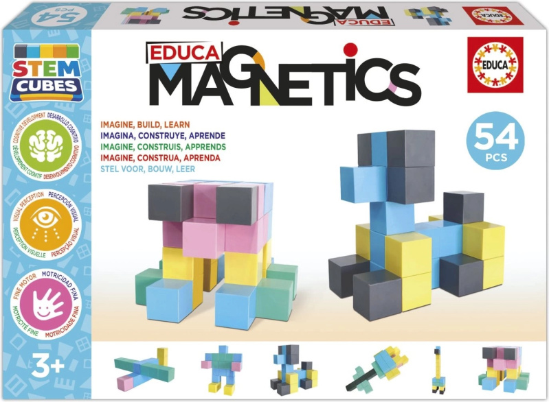 EDUCA magnetická stavebnice Magnetics STEM kostky 54 dílků