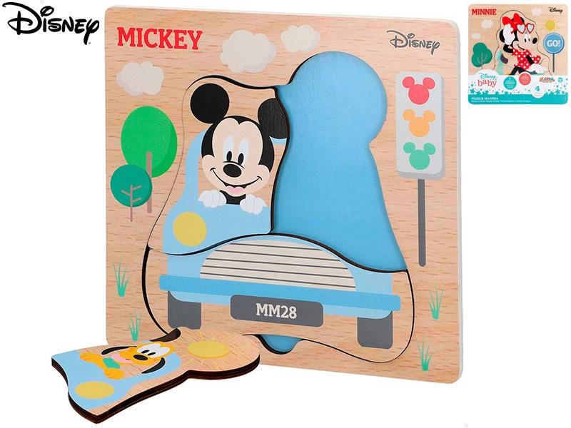 Dřevěné puzzle DISNEY Mickey a Minnie pro nejmenší (4 dílky)