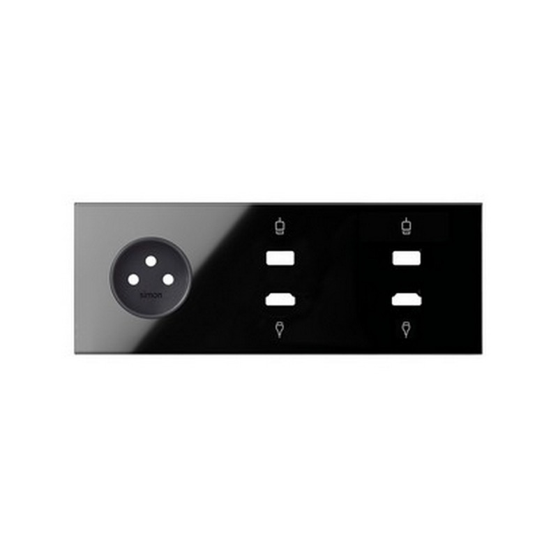 Sestava 3 násobná: 1 zásuvka+2 HDMI+1 USB, černá