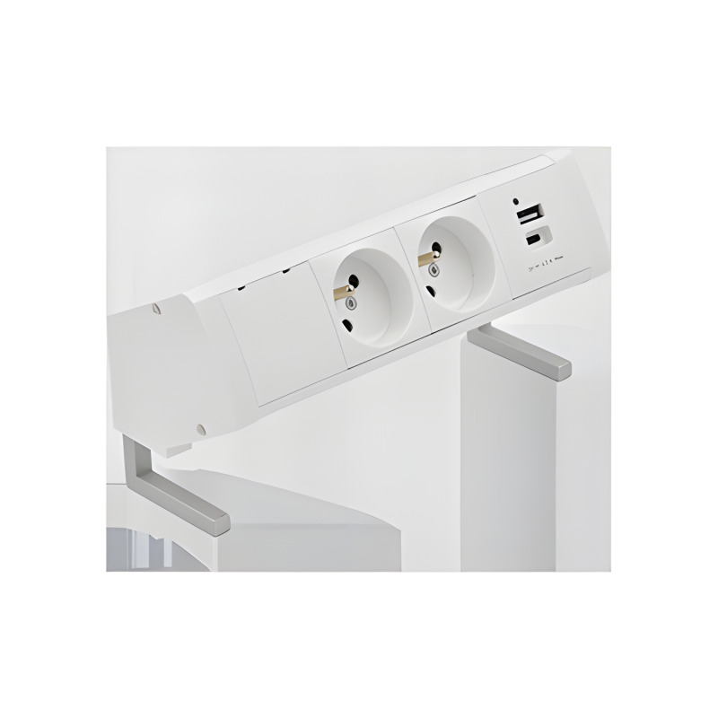 Blok zásuvkový na desku SIMON 480 48410E20B000000-33, 2 zás.+USB nabíj., konektor, bílá