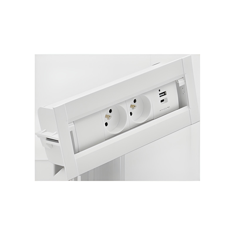 Mediaport Spinner SIMON 480 48630E20B000000-33, 2zásuvky+USB nabíječka, 10cm kabel, bílá