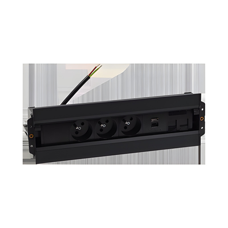 Mediaport Spinner SIMON 480 48630E30BK00000-44, 3x230V+USB nab.+kryt 2xRJ45, 10cm kabel, černá