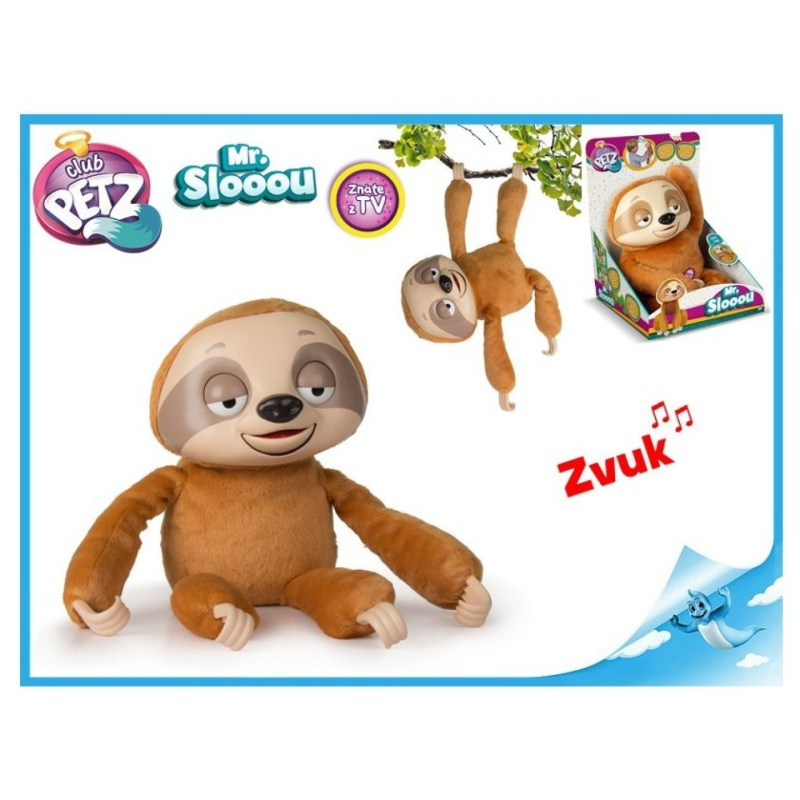Lenochod mr. slooou plyšový 22 cm opakující slova se zvuky na baterie