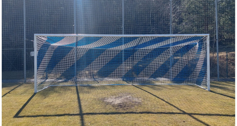 Football A11 M100 fotbalová síť bílá-modrá, 1 ks