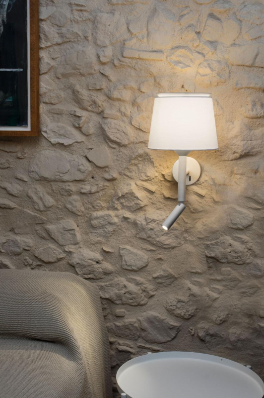 SAVOY nástěnná lampa, bílá, se čtecí lampičkou - FARO