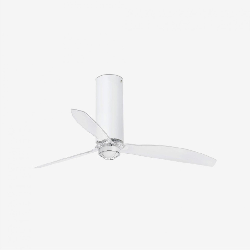 TUBE FAN M LED, bílá/transparentní, stropní LED ventilátor s DC motorem - FARO