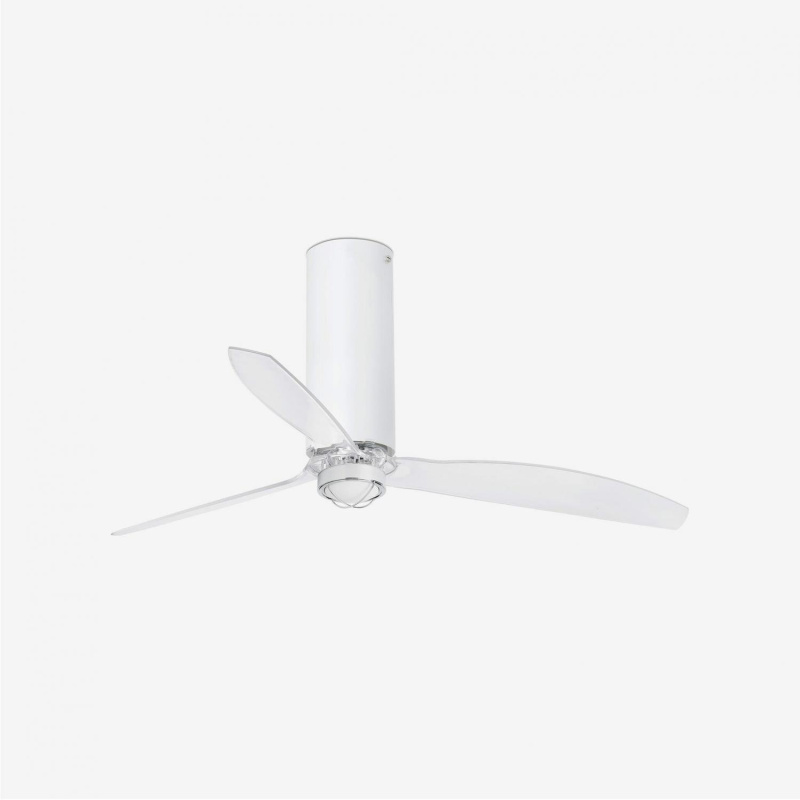 TUBE FAN M LED, bílá/transparentní, stropní LED ventilátor s DC motorem - FARO