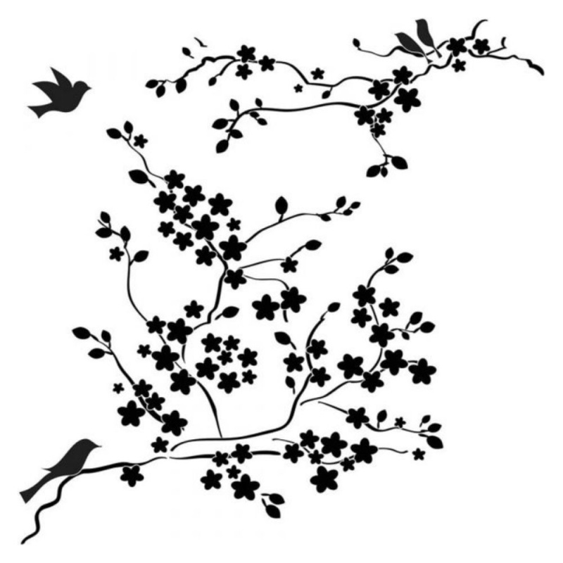 The Crafter´s Workshop Šablona TCW - Cherry Blossoms - VYBERTE VELIKOST - Šablona TCW 6"x6" (15,2x15,2 cm) - Cherry Blossoms