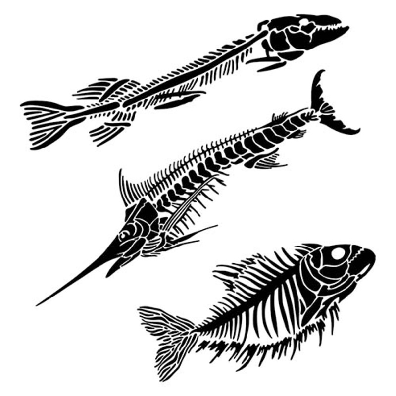 The Crafter´s Workshop Šablona TCW - Fish Fossils - VYBERTE VELIKOST - Šablona TCW 12"x12" (30,5x30,5 cm) - Fish Fossils