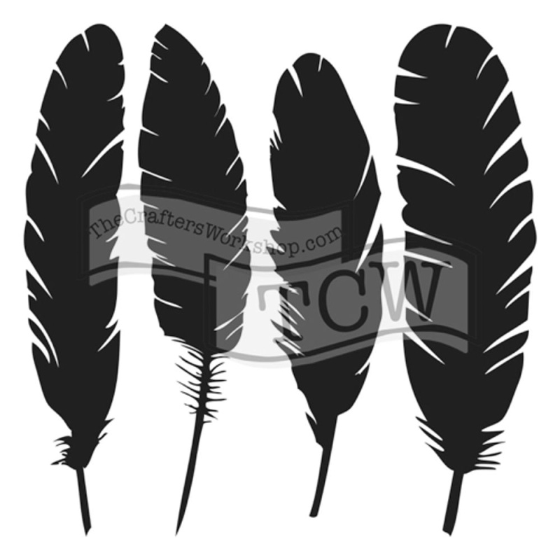The Crafter´s Workshop Šablona TCW - Four feathers - VYBERTE VELIKOST - Šablona TCW 12"x12" (30,5x30,5 cm) - Four feathers