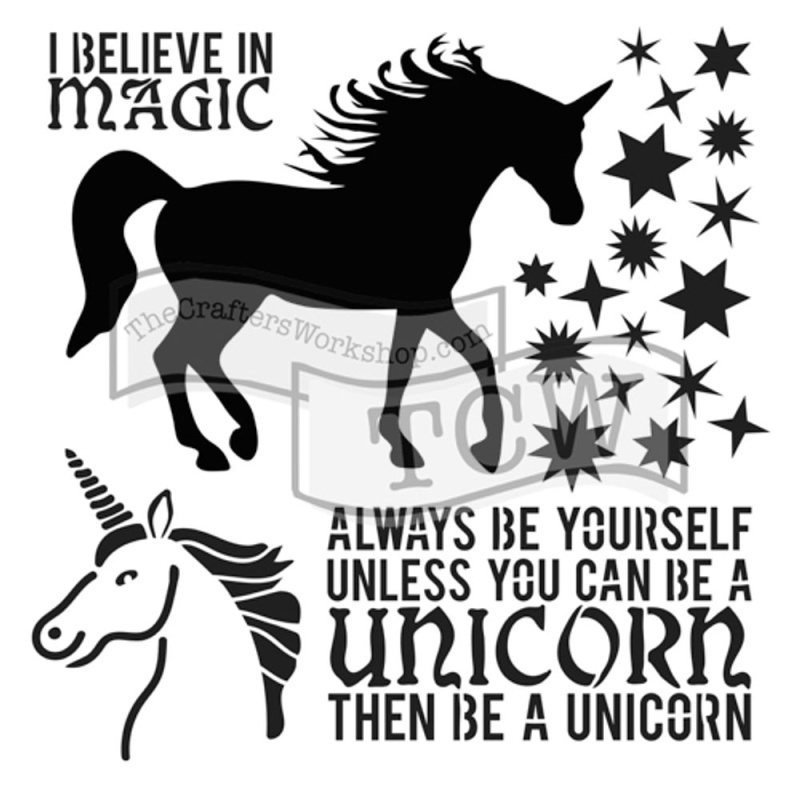 The Crafter´s Workshop Šablona TCW - Unicorn - VYBERTE VELIKOST - Šablona TCW 12"x12" (30,5x30,5 cm) - Unicorn