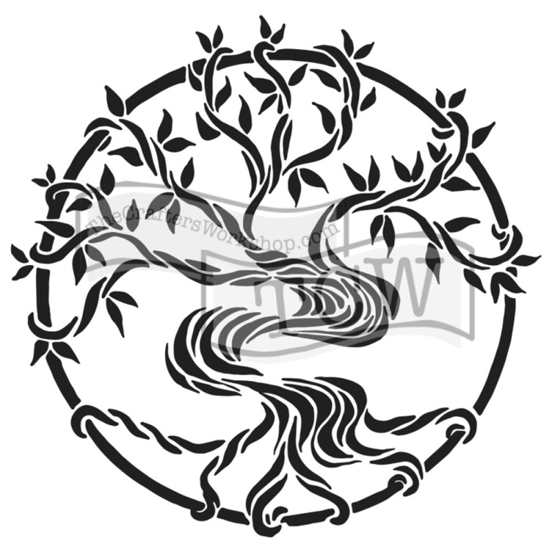 The Crafter´s Workshop Šablona TCW - Mystical Tree - VYBERTE VELIKOST - Šablona TCW 12"x12" (30,5x30,5 cm) - Mystical Tree