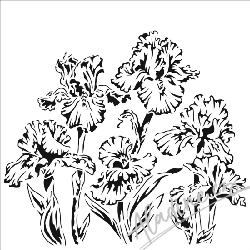 The Crafter´s Workshop Šablona TCW - Irises - VYBERTE VELIKOST - Šablona TCW 12"x12" (30,5x30,5 cm) - Irises