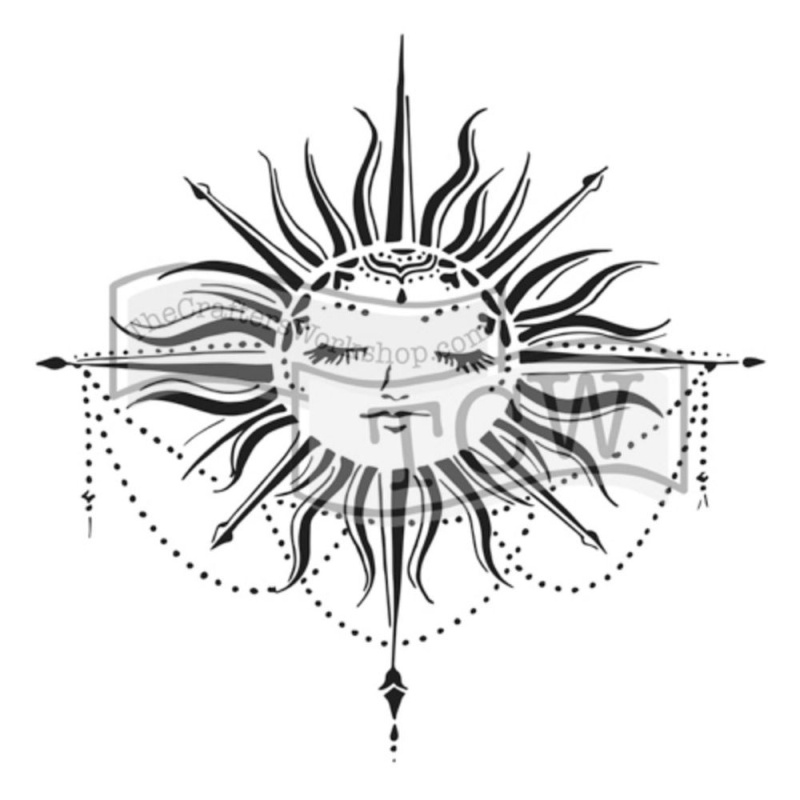 The Crafter´s Workshop Šablona TCW - Celestial Sun - VYBERTE VELIKOST - Šablona TCW 12"x12" (30,5x30,5 cm) - Celestial Sun