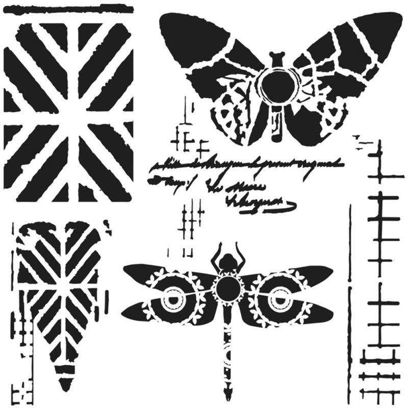 Šablona TCW 12aquot;x12aquot; (30,5x30,5 cm) - Dragonfly Collage Aladine