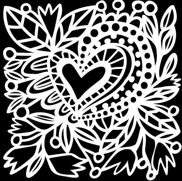 Šablona TCW 12aquot;x12aquot; (30,5x30,5 cm) - Botanical Heart Aladine