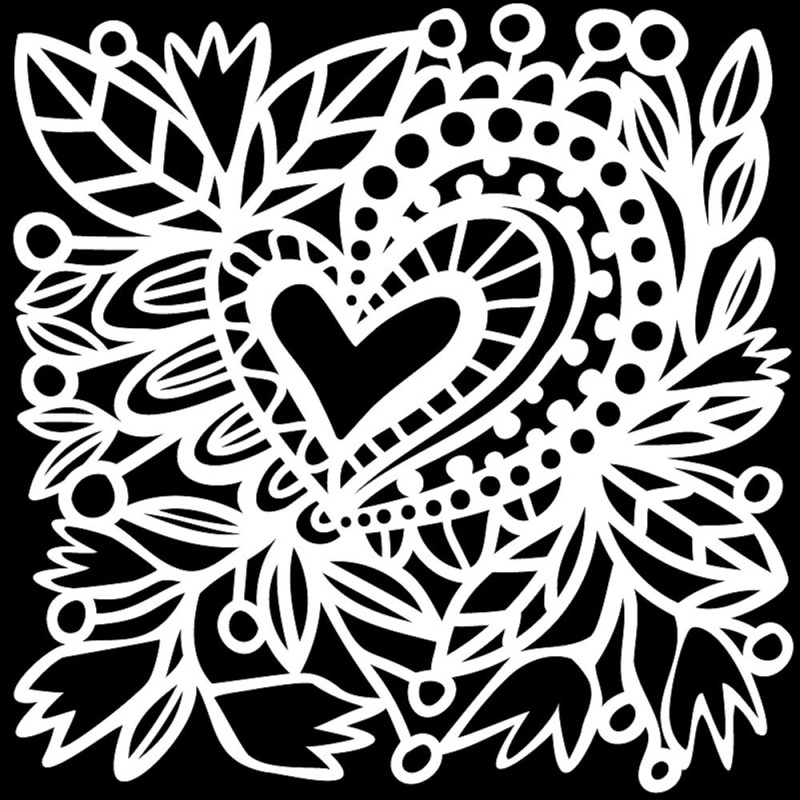 Šablona TCW 12aquot;x12aquot; (30,5x30,5 cm) - Botanical Heart Aladine