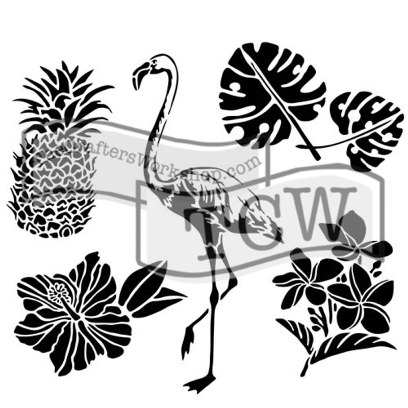 The Crafter´s Workshop Šablona TCW - Tropical elements - VYBERTE VELIKOST - Šablona TCW 6"x6" (15,2x15,2 cm) - Tropical elements