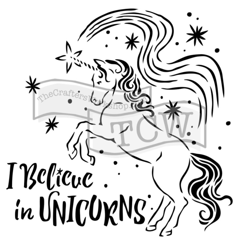 The Crafter´s Workshop Šablona TCW - Believe in Unicorns - VYBERTE VELIKOST - Šablona TCW 6"x6" (15,2x15,2 cm) - Believe in Unicorns
