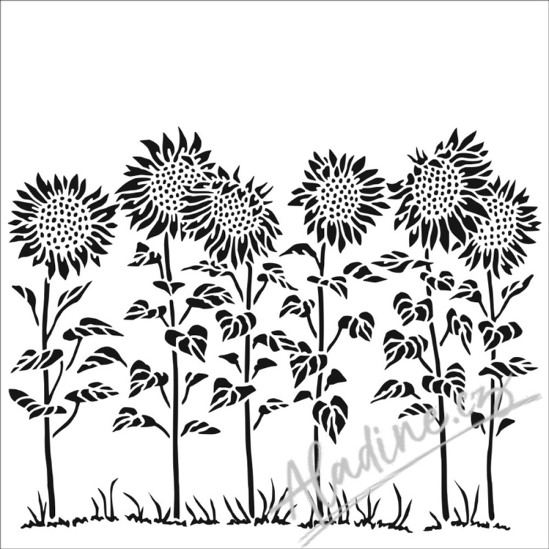 The Crafter´s Workshop Šablona TCW - Sunflower Meadow - VYBERTE VELIKOST - Šablona TCW 6"x6" (15,2x15,2 cm) - Sunflower Meadow
