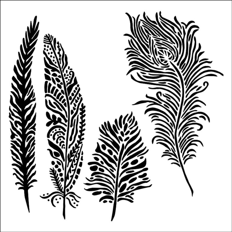 The Crafter´s Workshop Šablona TCW - Playful Plumes - VYBERTE VELIKOST - Šablona TCW 6"x6" (15,2x15,2 cm) - Playful Plumes