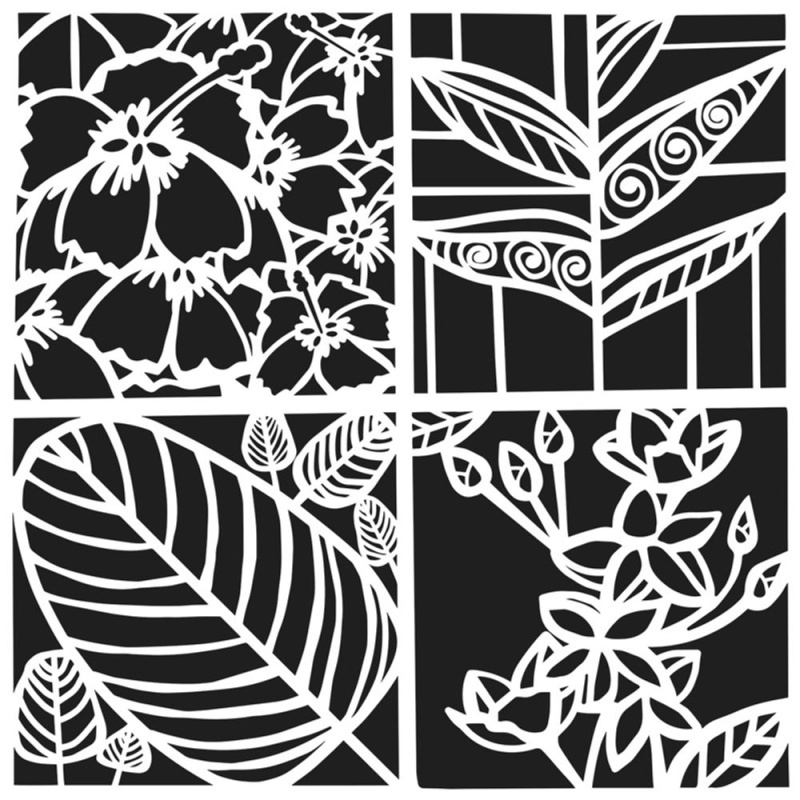 The Crafter´s Workshop Šablona TCW - Botanical Squares - VYBERTE VELIKOST - Šablona TCW 6"x6" (15,2x15,2 cm) - Botanical Squares