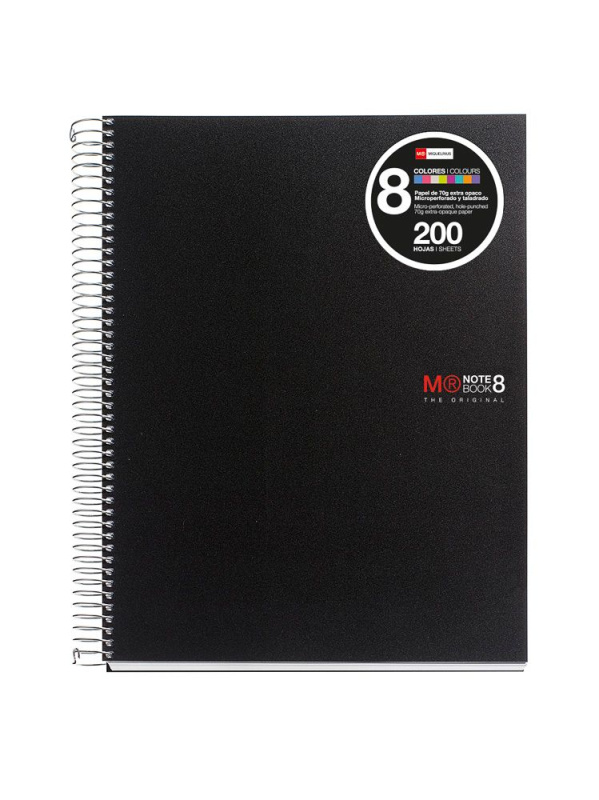 Spirálový blok BASIC s rozdělovači, A5, 200 listů, 70 g, linkovaný - černý