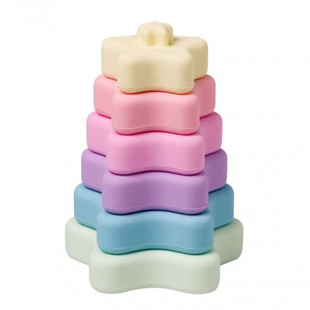 Saro Baby silikonová stohovací kousátka Rainbow