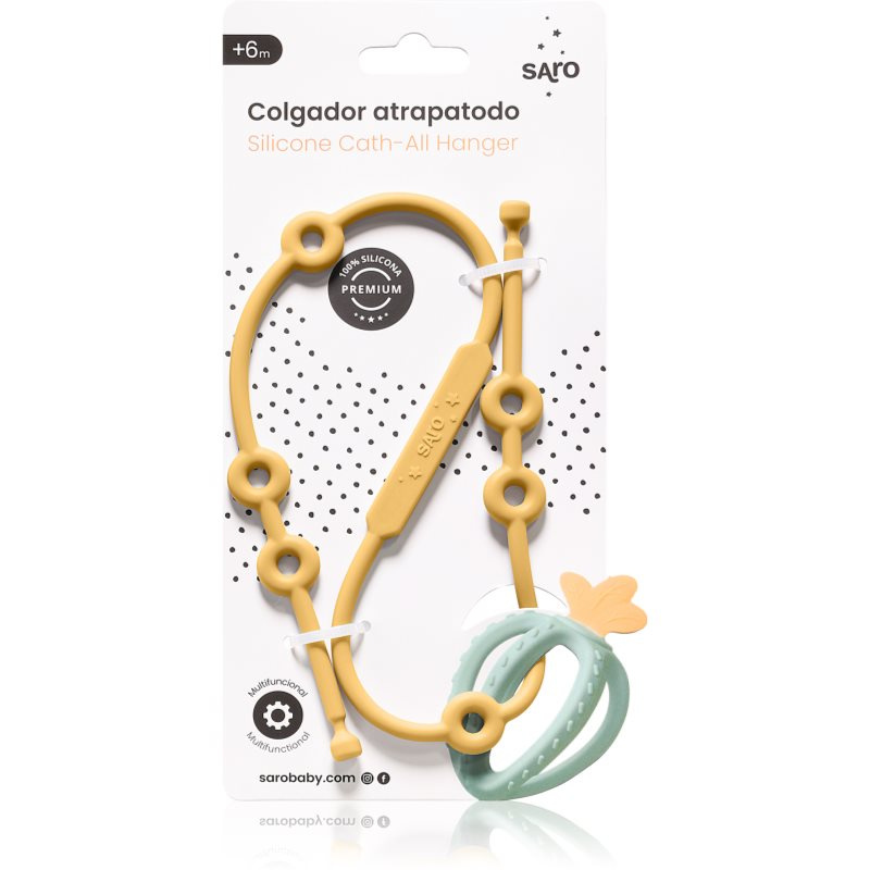 Saro Baby Silicone Catch-All Hanger silikonová šňůrka Mustard 1 ks
