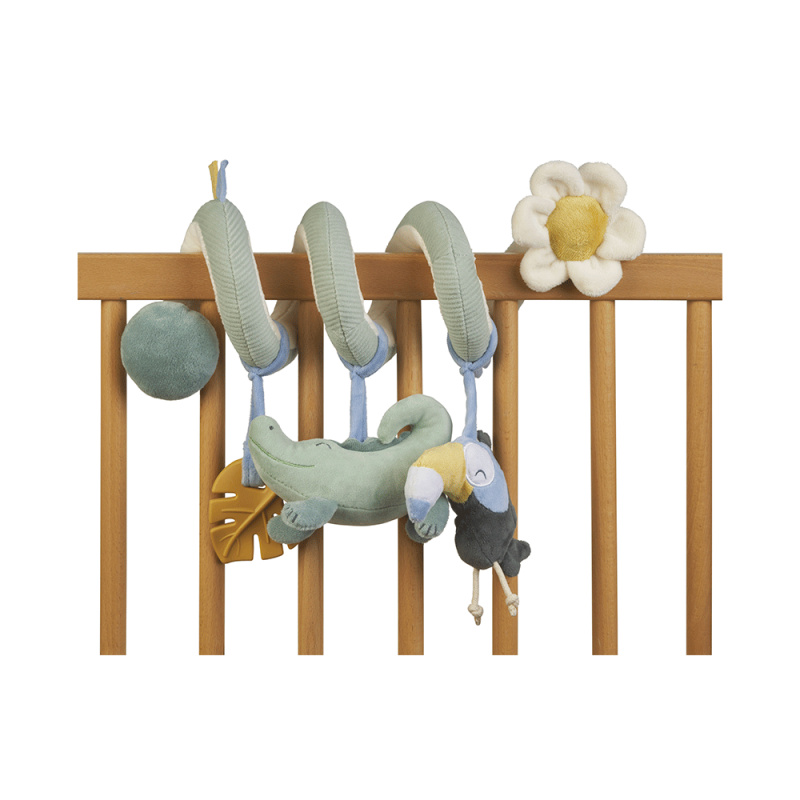 Saro Baby Spiral with Rattles Party Jungle kontrastní závěsná hračka Hunter Mint 1 ks