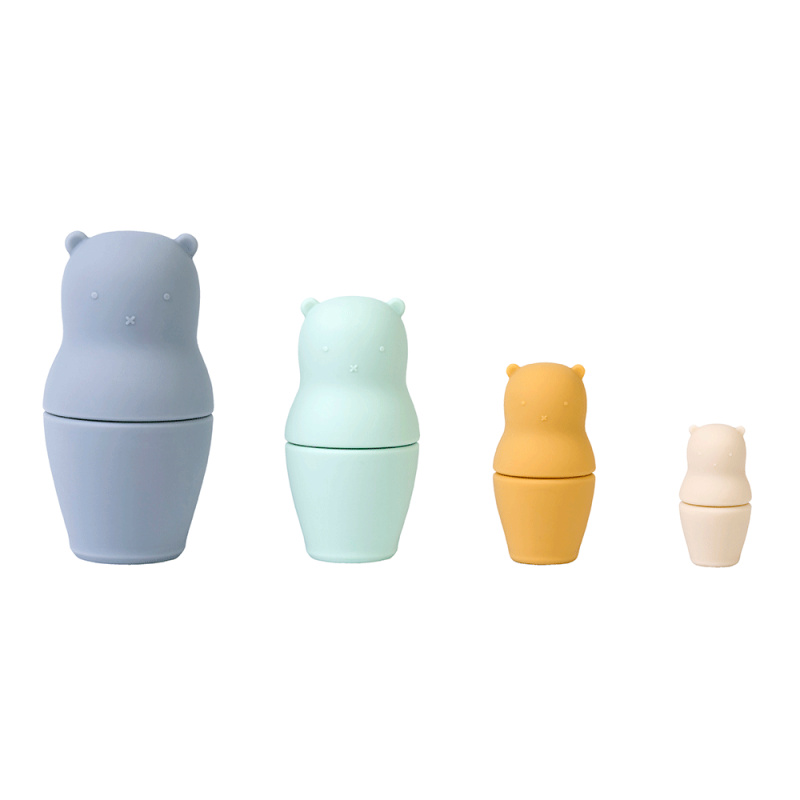 Saro Baby Silicone Didactic Matrioskas aktivity hračka Mist Blue 4 ks