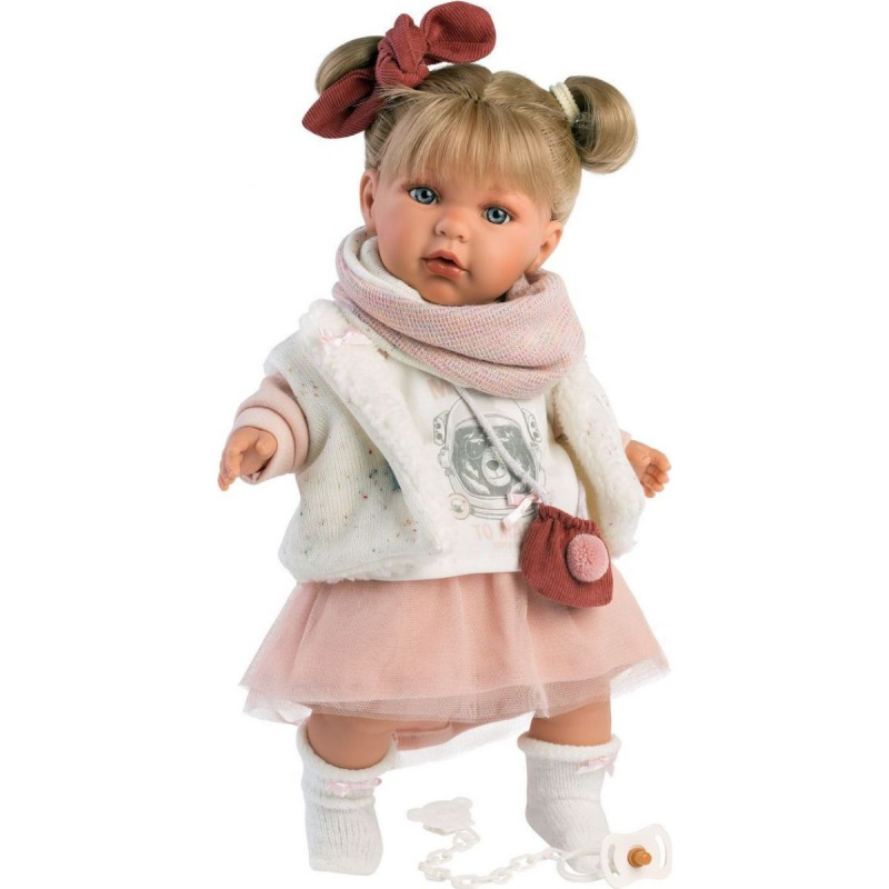 Llorens 42402 JULIA - realistická panenka se zvuky a měkkým látkovým tělem - 42 cm