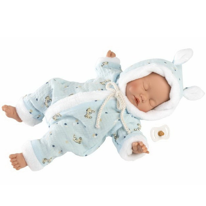Llorens 63301 LITTLE BABY - spící realistická panenka miminko s měkkým látkovým tělem - 32 cm