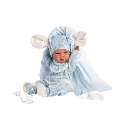 Llorens 73859 NEW BORN CHLAPEČEK - realistická panenka miminko s celovinylovým tělem - 40 cm