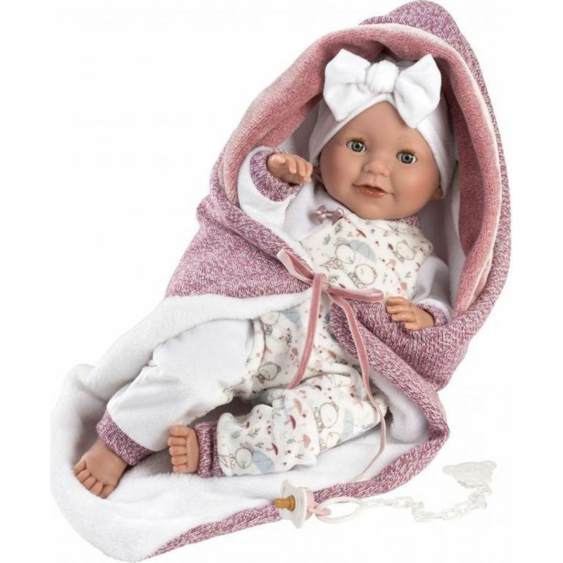 Llorens 74040 NEW BORN - mrkací realistická panenka miminko se zvuky a měkkým látkovým tělem - 42 cm