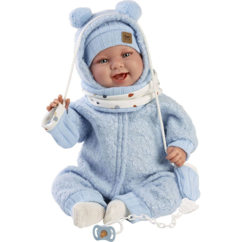 Llorens 84479 NEW BORN - realistická panenka miminko se zvuky a měkkým látkovým tělem - 44 cm
