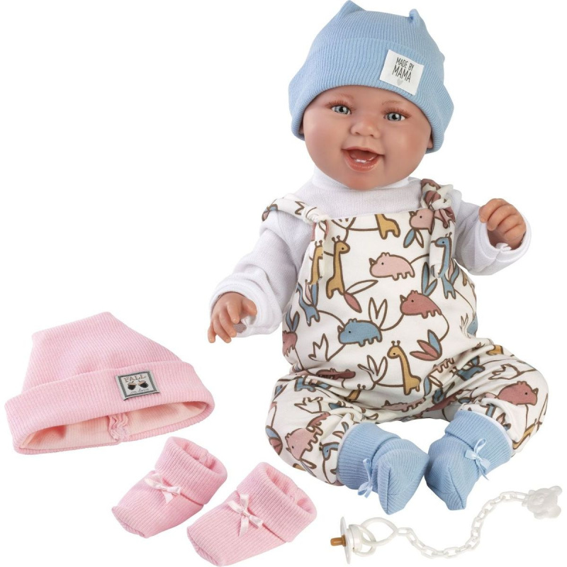 Llorens 84481 NEW BORN 2 v 1 - realistická panenka miminko se zvuky a měkkým látkovým tělem - 44 cm