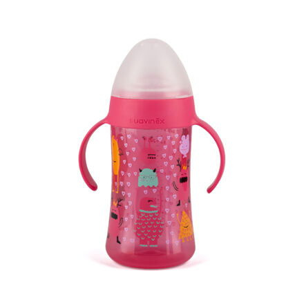 Suavinex Láhev BOOO druhá s oušk 270 ml - RŮŽOVÁ