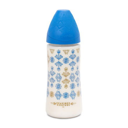 Suavinex PREMIUM Láhev 360 ml SILIKON - TMAVĚ MODRÁ