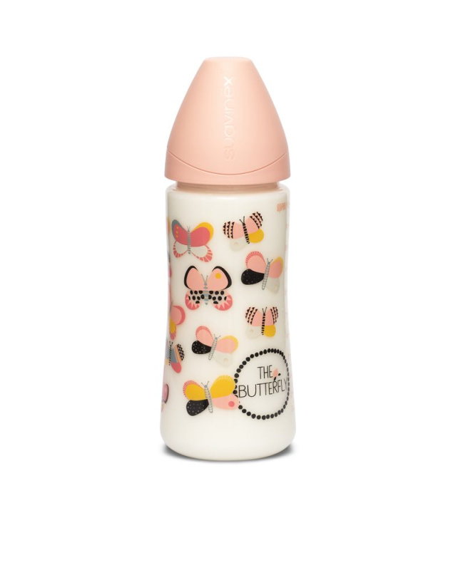 Suavinex LÁHEV Kulatá savička SILIKON 360 ml - ORANŽOVÝ MOTÝL