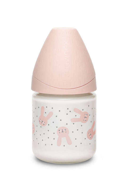 Suavinex LÁHEV SKLO 120 ml P. PRŮTOK HYGGE - RŮŽOVÁ