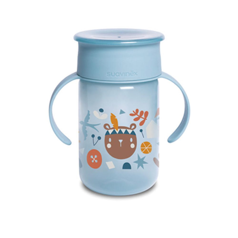Suavinex Forest 360° tréninkový hrnek s držadly 12 m+ Blue 340 ml