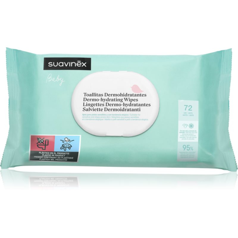 Suavinex Baby Dermo-hydrating Wipes vlhčené ubrousky na obličej a tělo 72 ks