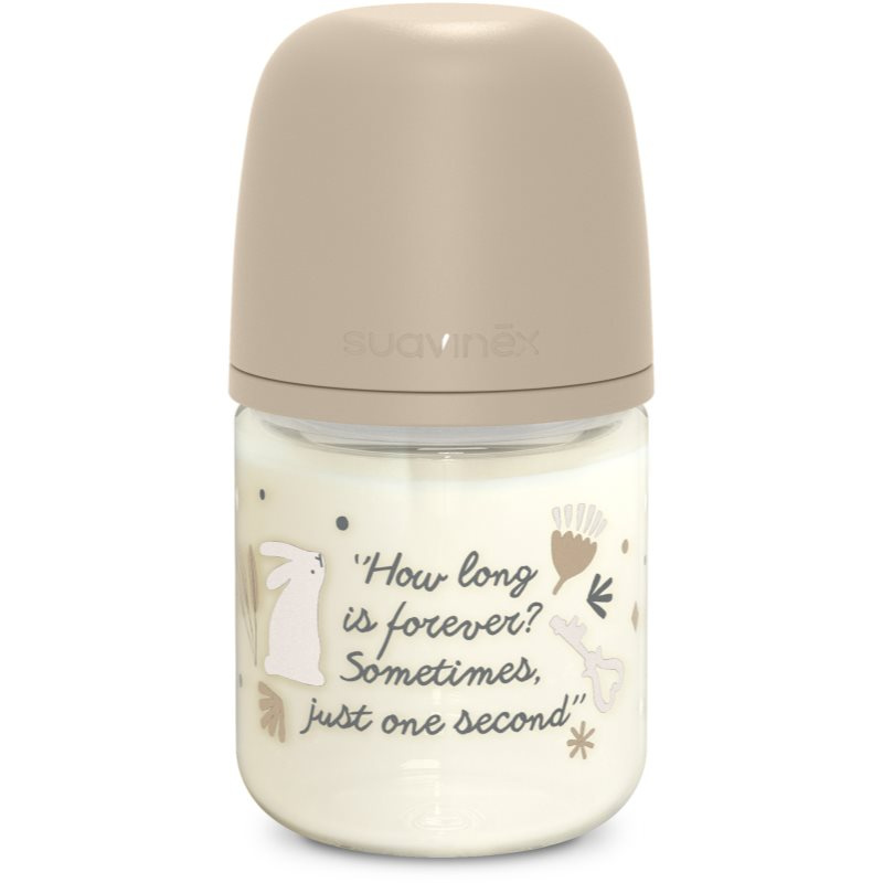 Suavinex Wonderland Skleněná láhev fyziologická SX PRO průtok S 0m+ 120 ml 1 ks krémová