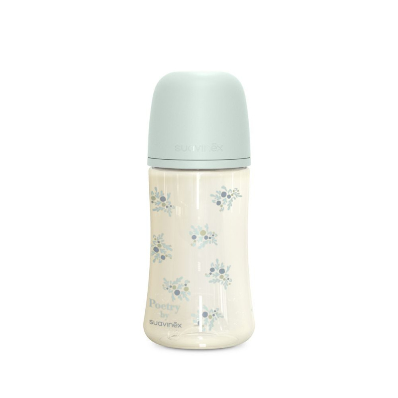 Suavinex Poetry XS Pro Physiological M kojenecká láhev 3 m+ Medium Flow - Blue 270 ml